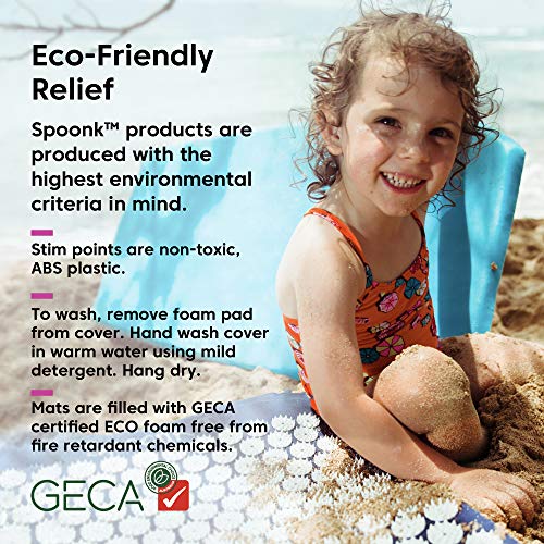 Spoonk Acupressure Eco Mat, Pagoda Blue - with Massage Ball, Travel Mat & Sli...