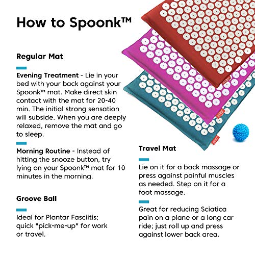 Spoonk Acupressure Eco Mat, Pagoda Blue - with Massage Ball, Travel Mat & Sli...