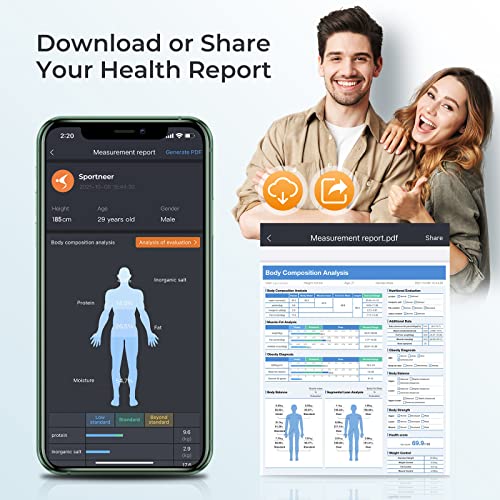 Sportneer Smart Body Fat Scale 8 Electrodes BMI Scales Accurate Digital Weigh...