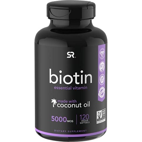 Biotin (5,000mcg) with Coconut Oil | Supports Healthy Hair, Skin & Nails in B...