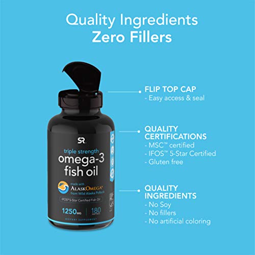 Omega-3 Fish Oil from Wild Alaska Pollock (1250mg per Capsule) with Triglycer...
