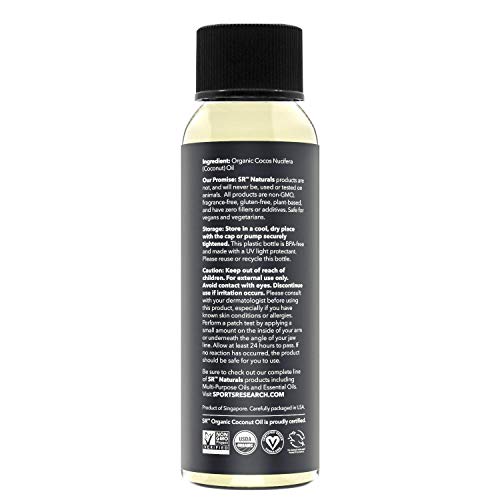 Organic Fractionated Coconut Oil by SR Naturals ~ 100% Pure Multi-Purpose Oil...