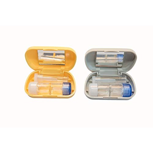 Travel Kit Yellow RGP Hard Contact Lenses Mirror RGP Case & Suction Remover