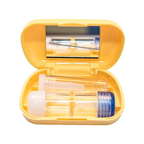 Travel Kit Yellow RGP Hard Contact Lenses Mirror RGP Case & Suction Remover