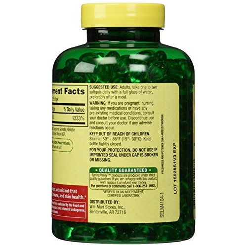 Spring Valley E Vitamin Dietary Supplement 500 ct