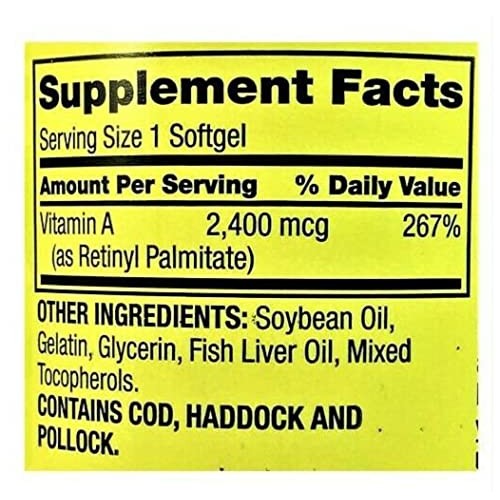 Spring Valley - Vitamin A SUPPLEMENT 2400MCG 250 Softgels