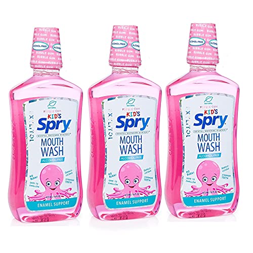 Spry Kid's Alcohol-Free Xylitol Mouthwash, Natural Bubble Gum - 16 fl oz (3 P...