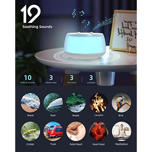 White Noise Machine Night Light for Sleeping Baby Adults Kids, Sound Machine ...