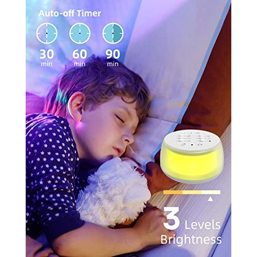 White Noise Machine Night Light for Sleeping Baby Adults Kids, Sound Machine ...