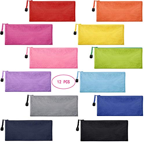 Sailing-go 12 Pieces 12 Colors Zipper Waterproof Bag Pencil Pouch for Cosmeti...