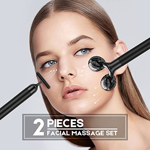 2 in 1 Electric Face Massager, 3D Roller and T Shape Face Massager Kit Gift S...