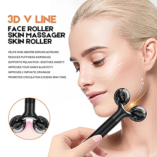 2 in 1 Electric Face Massager, 3D Roller and T Shape Face Massager Kit Gift S...