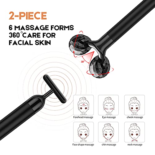 2 in 1 Electric Face Massager, 3D Roller and T Shape Face Massager Kit Gift S...