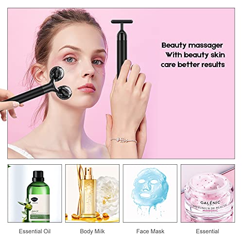 2 in 1 Electric Face Massager, 3D Roller and T Shape Face Massager Kit Gift S...