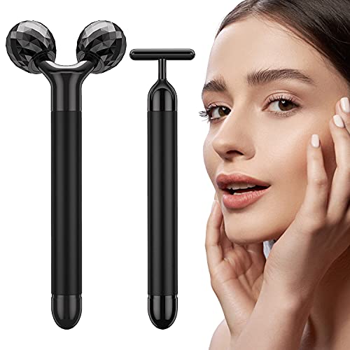 2 in 1 Electric Face Massager, 3D Roller and T Shape Face Massager Kit Gift S...