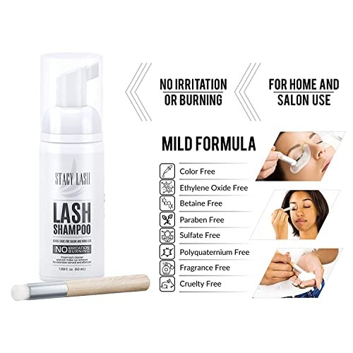 Eyelash Extension Shampoo Stacy Lash + Brush / 1.69 fl.oz / 50ml / Eyelid Foa...