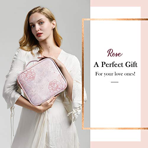Stagiant Rose Makeup Bag for Girls Portable Travel Makeup Train Case PU Leath...