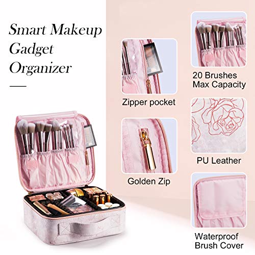 Stagiant Rose Makeup Bag for Girls Portable Travel Makeup Train Case PU Leath...