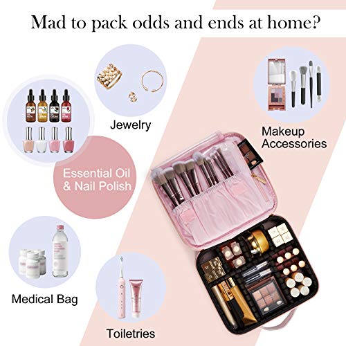 Stagiant Rose Makeup Bag for Girls Portable Travel Makeup Train Case PU Leath...