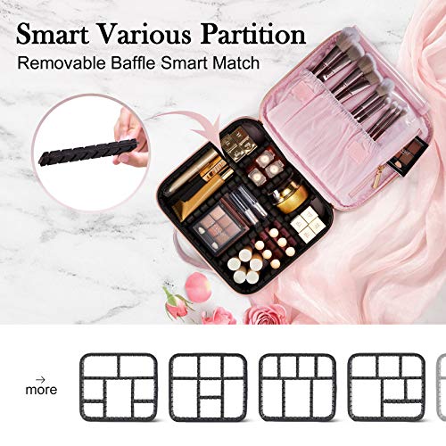 Stagiant Rose Makeup Bag for Girls Portable Travel Makeup Train Case PU Leath...