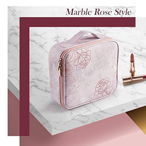 Stagiant Rose Makeup Bag for Girls Portable Travel Makeup Train Case PU Leath...