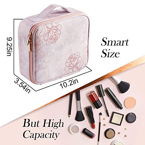 Stagiant Rose Makeup Bag for Girls Portable Travel Makeup Train Case PU Leath...