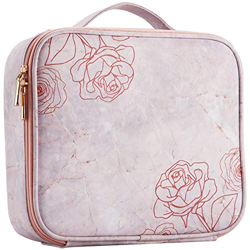 Stagiant Rose Makeup Bag for Girls Portable Travel Makeup Train Case PU Leath...