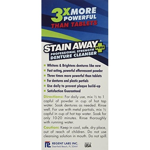 Stain Away Plus Denture Cleanser, 8.1-Ounce (Pack of 3) (Bonus pack 90 for th...