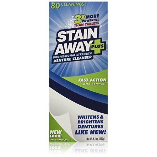 Stain Away Plus Denture Cleanser, 8.1-Ounce (Pack of 3) (Bonus pack 90 for th...