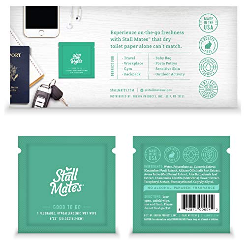 Stall Mates Wipes: Flushable, individually wrapped wipes for travel. Unscente...