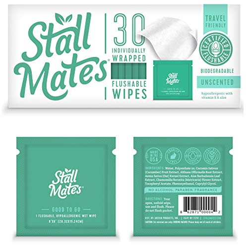 Stall Mates Wipes: Flushable, individually wrapped wipes for travel. Unscente...