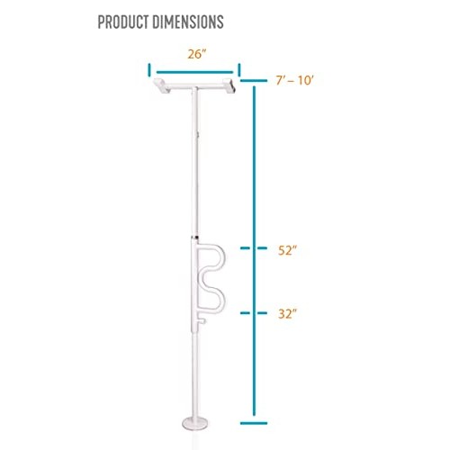 Stander Security Pole and Curve Grab Bar, Elderly Tension Mounted Floor to Ce...
