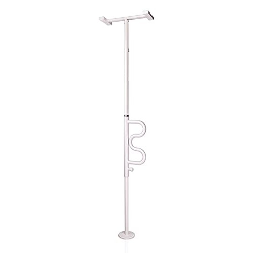 Stander Security Pole and Curve Grab Bar, Elderly Tension Mounted Floor to Ce...