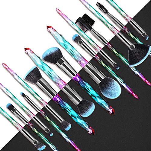 Makeup Brushes Set 15pcs Crystal Makeup Brushes Set Professional Makeup Brush...