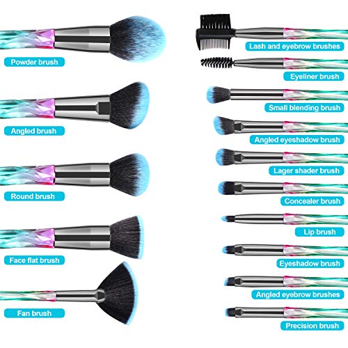 Makeup Brushes Set 15pcs Crystal Makeup Brushes Set Professional Makeup Brush...