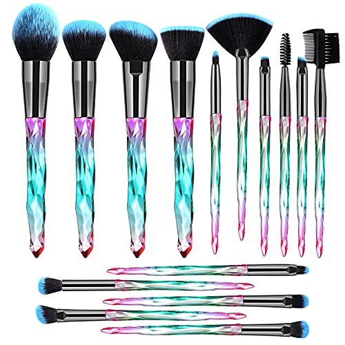 Makeup Brushes Set 15pcs Crystal Makeup Brushes Set Professional Makeup Brush...