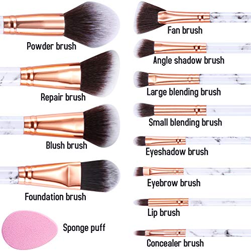 Makeup Brushes Set START MAKERS Professional 12Pcs Marble Make Up Brushes inc...