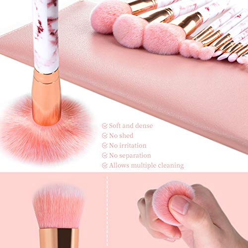Makeup Brushes START MAKERS Professional 12Pcs Pink Marble Makeup Brush Set w...