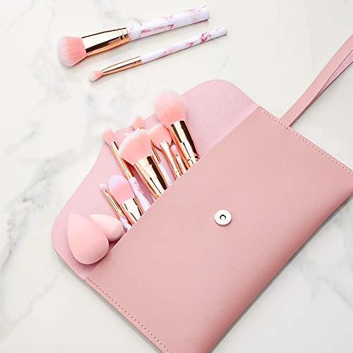 Makeup Brushes START MAKERS Professional 12Pcs Pink Marble Makeup Brush Set w...