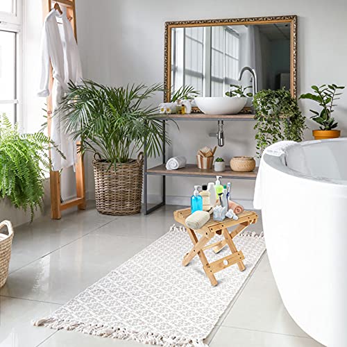 STARVAST Bamboo Folding Stool Shaving Shower Step Stool, Portable Sturdy Ligh...