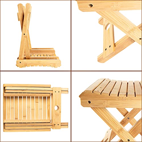 STARVAST Bamboo Folding Stool Shaving Shower Step Stool, Portable Sturdy Ligh...