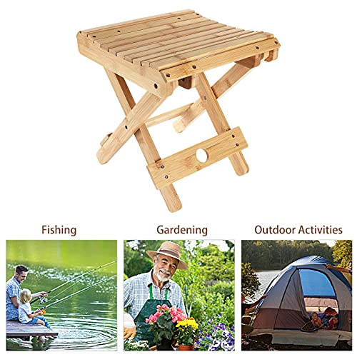 STARVAST Bamboo Folding Stool Shaving Shower Step Stool, Portable Sturdy Ligh...