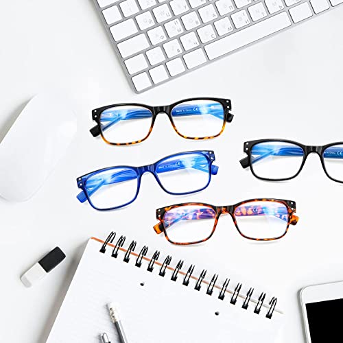 5 Pack Reading Glasses for Women Men, Anti Glare UV Ray Filter Eyeglasses, Bl...