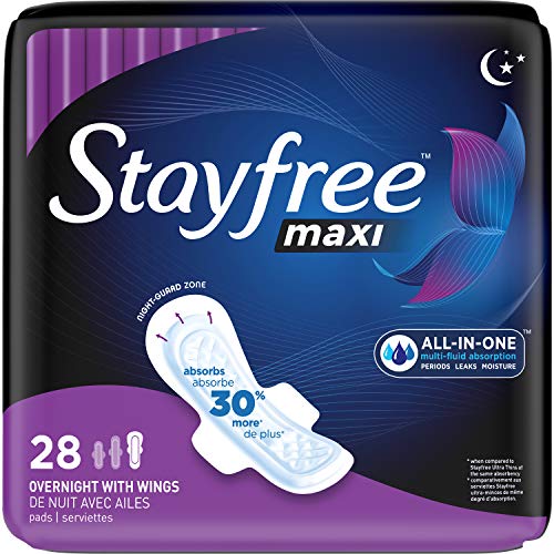 Stayfree Maxi Overnight Pads with Wings For Women, Reliable Protection and Ab...