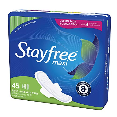 Stayfree Maxi Super Long Pads with Wings For Women, Reliable Protection and A...