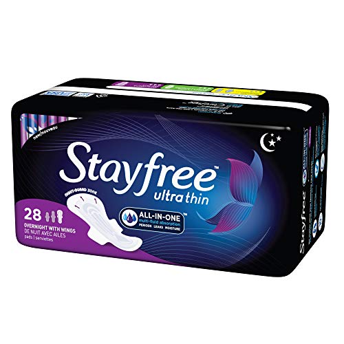 Stayfree Ultra Thin Overnight Pads with Wings, For Women, Reliable Protection...