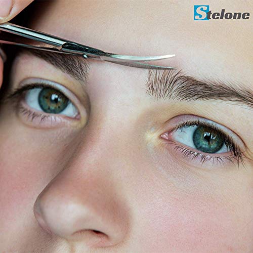 Stelone Professional Cuticle Scissors, Eyebrow Scissors, Stainless Steel Curv...