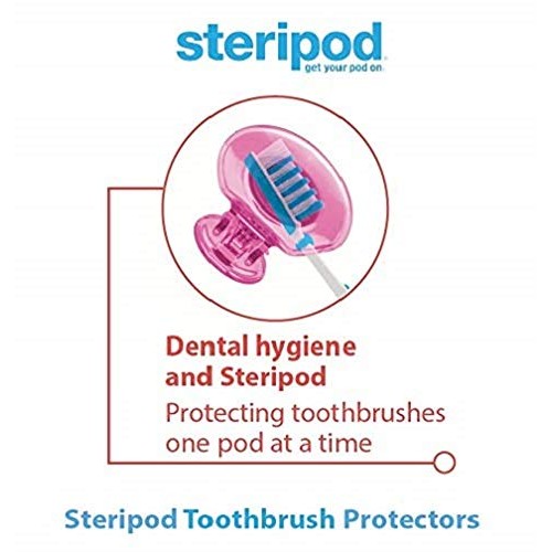 Steripod Clip-On Toothbrush Protector, Blue, Green, Red, Orange, 4 Count