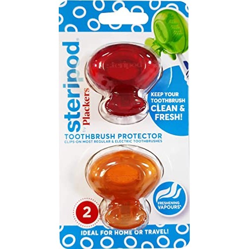 steripod ENE03-BRK Toothbrush Protector Dual Pack (Assorted Colors)