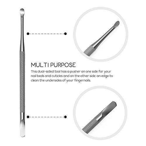 Professional Cuticle Pusher and Spoon Nail Cleaner | Dual Sided Stainless Ste...